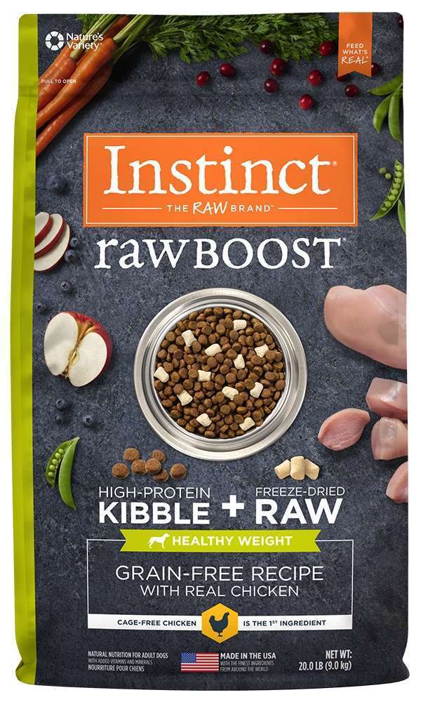 Instinct Raw Boost Healthy Weight Adult Grain Free Recipe with Real Chicken Natural Dry Dog Food - 20 lb Bag