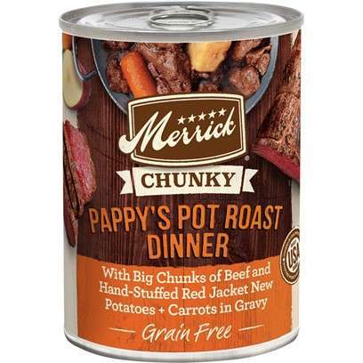 Merrick Grain Free Chunky Pappy's Pot Roast Dinner Canned Dog Food 12.7-oz, case of 12