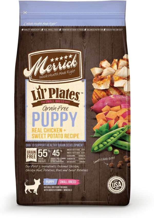 Merrick Lil' Plates Grain Free Puppy Small Breed Real Chicken & Sweet Potato Recipe Dry Dog Food - 4 lb Bag