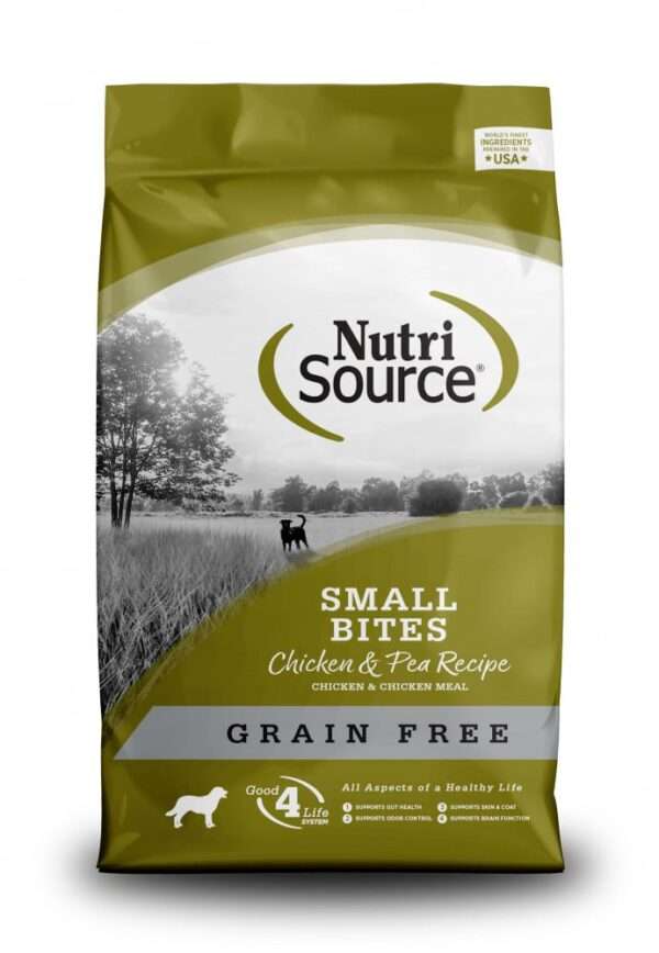 NutriSource Grain Free Small Breed Bites Chicken & Pea Recipe Dry Dog Food - 30 lb Bag (2 x 15 lb Bag)