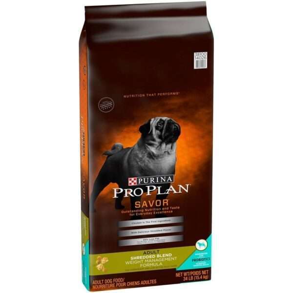 Purina Pro Plan Savor Adult Shredded Blend Weight Management Formula Dry Dog Food - 34 lb Bag
