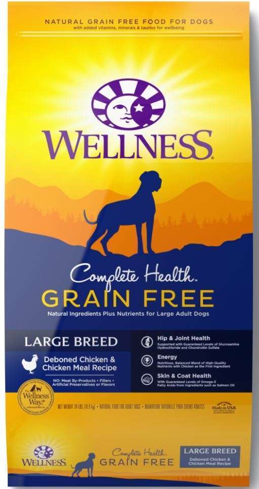 Wellness Complete Health Grain Free Large Breed Deboned Chicken & Chicken Meal Recipe Dry Dog Food - 24 lb Bag