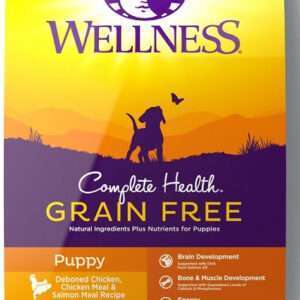 Wellness Complete Health Grain Free Puppy Deboned Chicken, Chicken Meal & Salmon Meal Recipe Dry Dog Food - 4 lb Bag