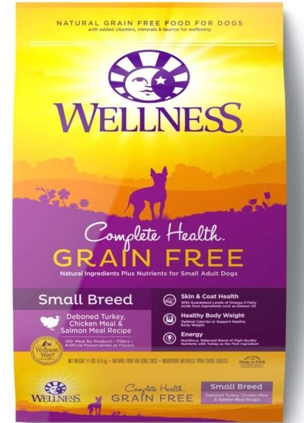 Wellness Complete Health Grain Free Small Breed Deboned Turkey, Chicken Meal & Salmon Meal Recipe Dry Dog Food - 11 lb Bag