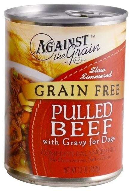 Against the Grain Pulled Beef with Gravy Canned Dog Food - 13 oz, case of 12