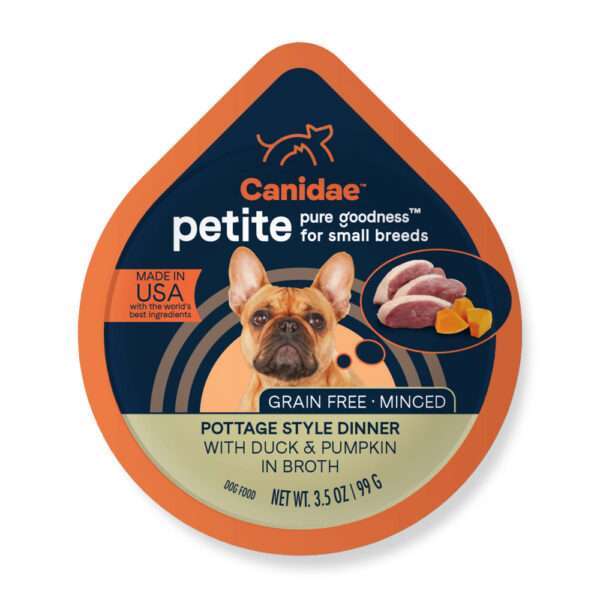Canidae Grain Free PURE Petite Small Breed Pottage Style Dinner Minced with Duck & Pumpkin in Broth Wet Dog Food - 3.5 oz, case of 12