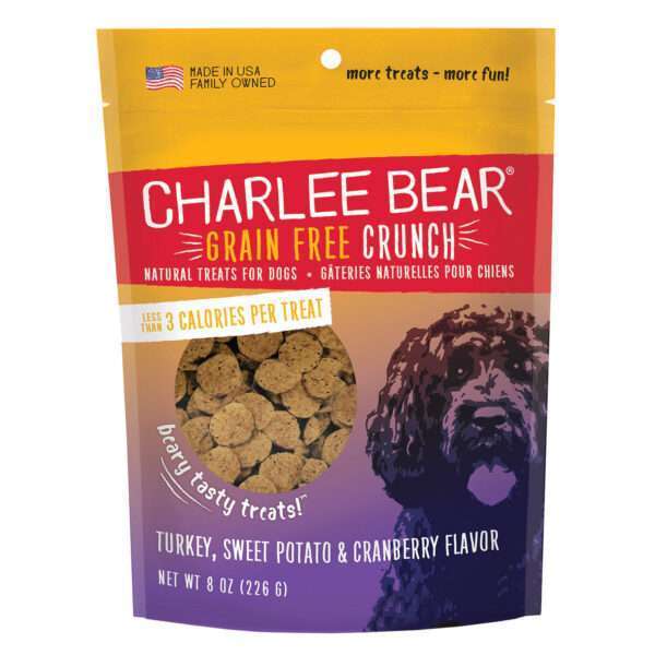 Charlee Bear Grain Free Crunch Turkey, Sweet Potato & Cranberry Flavor Dog Treat | 8 oz