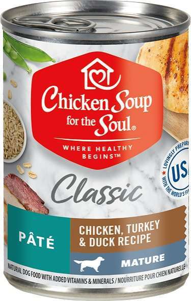 Chicken Soup For The Soul Mature Chicken, Turkey & Duck Recipe Canned Dog Food - 12 oz, case of 12