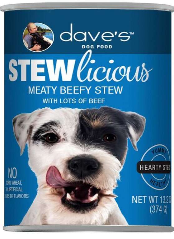 Dave's Stewlicious Meaty Beefy Stew Canned Dog Food - 13.2 oz, case of 12