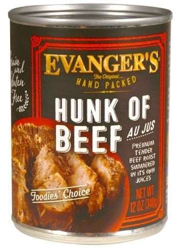 Evangers Hand Packed Hunk of Beef Canned Dog Food - 13 oz, case of 12