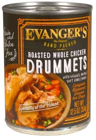 Evangers Super Premium Hand Packed Roasted Chicken Drumett Canned Dog Food - 12 oz, case of 12