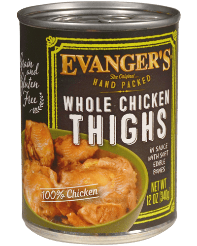 Evangers Super Premium Hand-Packed Whole Chicken Thighs Canned Dog Food - 12 oz, case of 12