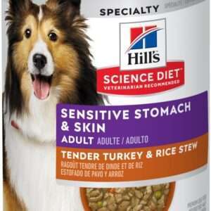 Hill's Science Diet Adult Sensitive Stomach & Skin Tender Turkey & Rice Stew Canned Dog Food - 12.5 oz, case of 12