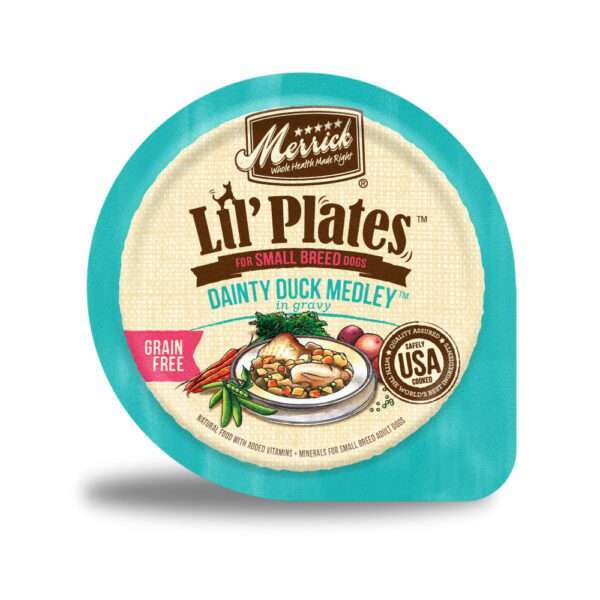 Merrick Lil' Plates Adult Small Breed Grain Free Dainty Duck Medley Canned Dog Food - 3.5 oz, case of 12