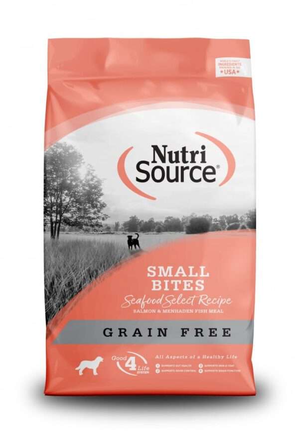 NutriSource Grain Free Small Bites Seafood Select Dry Dog Food - 15 lb Bag
