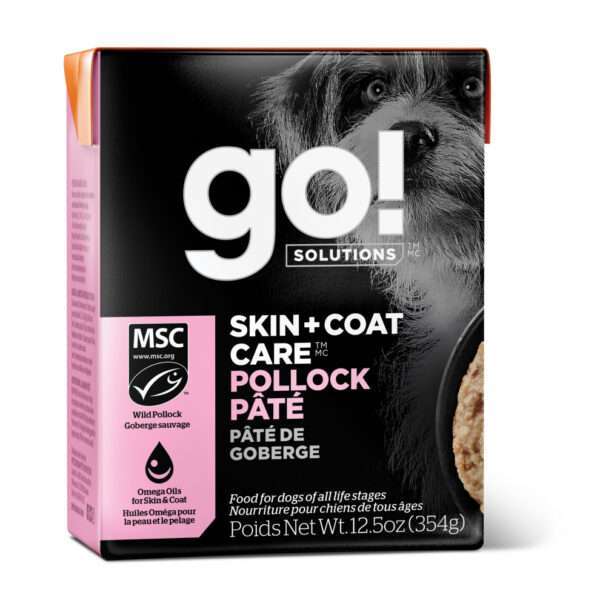 Petcurean Go! Skin & Coat Care Pollock Pate Wet Dog Food - 12.5 oz, case of 12