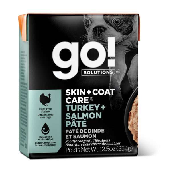 Petcurean Go! Skin & Coat Care Turkey & Salmon Pate Wet Dog Food - 12.5 oz, case of 13