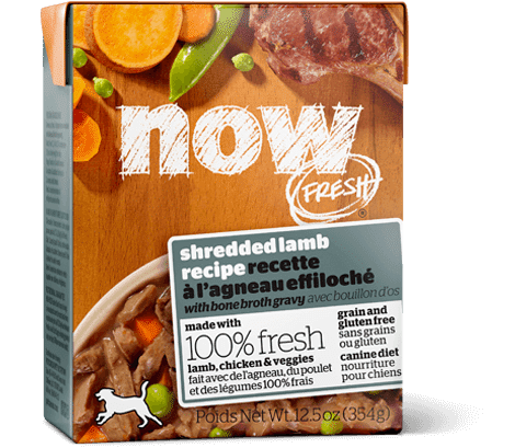 Petcurean NOW! Fresh Grain Free Shredded Lamb Recipe with Bone Broth Gravy Wet Dog Food - 12.5 oz, case of 12