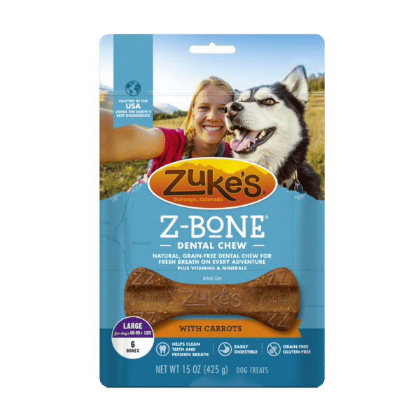 Zukes Z-Bones Grain Free Clean Carrot Crisp Dental Dog Treats - Regular, 8 Count