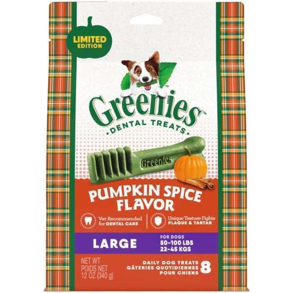 Greenies Pumpkin Spice Flavor Large Dental Dog Treats, 12 Oz.