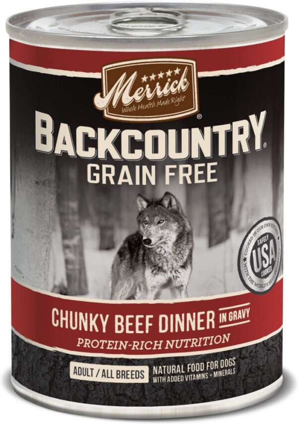 Merrick Backcountry Grain Free Chunky Beef Canned Dog Food - 12.7 oz, case of 12