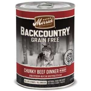 Merrick Backcountry Grain Free Chunky Beef Canned Dog Food 12.7-oz, case of 12