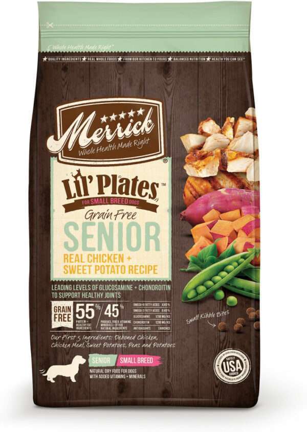 Merrick Lil' Plates Grain Free Senior Real Chicken & Sweet Potato Recipe Dry Dog Food - 4 lb Bag