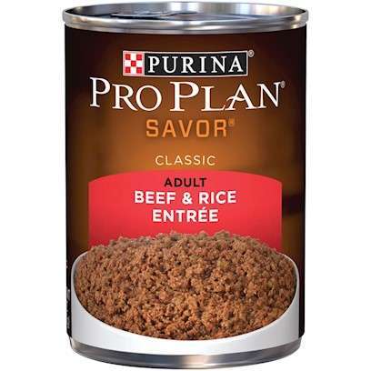 Purina Pro Plan Savor Adult Beef and Rice Entree Canned Dog Food 13-oz, case of 12