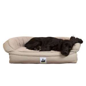 3 Dog Personalized EZ Wash Memory Foam Fleece Bolster Dog Bed, 38" L X 26" W X 10" H, Beige, Medium, Silver