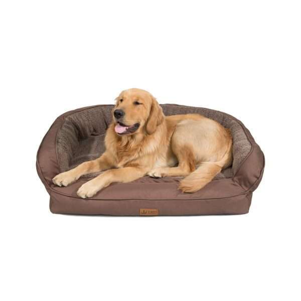 3 Dog Pet Supply Chocolate EZ Wash Fleece Bolster Dog Bed, 33" L X 24" W X 9" H, Small, Brown