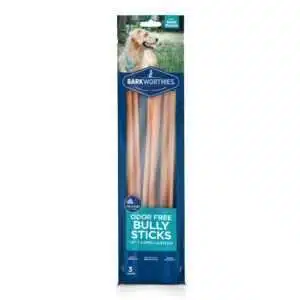 Barkworthies Odor Free Dog Bully Stick, 12" L, Pack of 3, Large