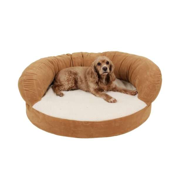 Carolina Pet Company Orthopedic Bolster Dog Bed, 35" L X 11" W X 11" H, Caramel, Small, Brown
