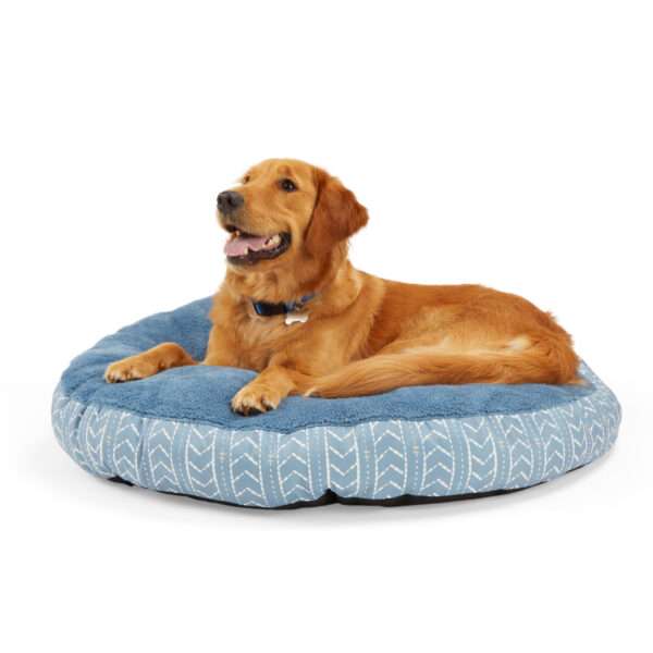 EveryYay Essentials Blue Round Lounger Dog Beds, 34" L X 34" W X 4" H, Large