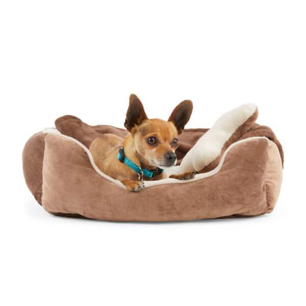 EveryYay Essentials Snooze Fest Dog Bed Bundle, 22" L X 18" W, Brown, Small