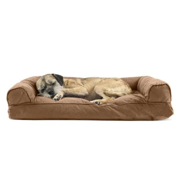 FurHaven Quilted Pillow Sofa Dog Bed, 30" L x 20" W, Warm Brown, Medium