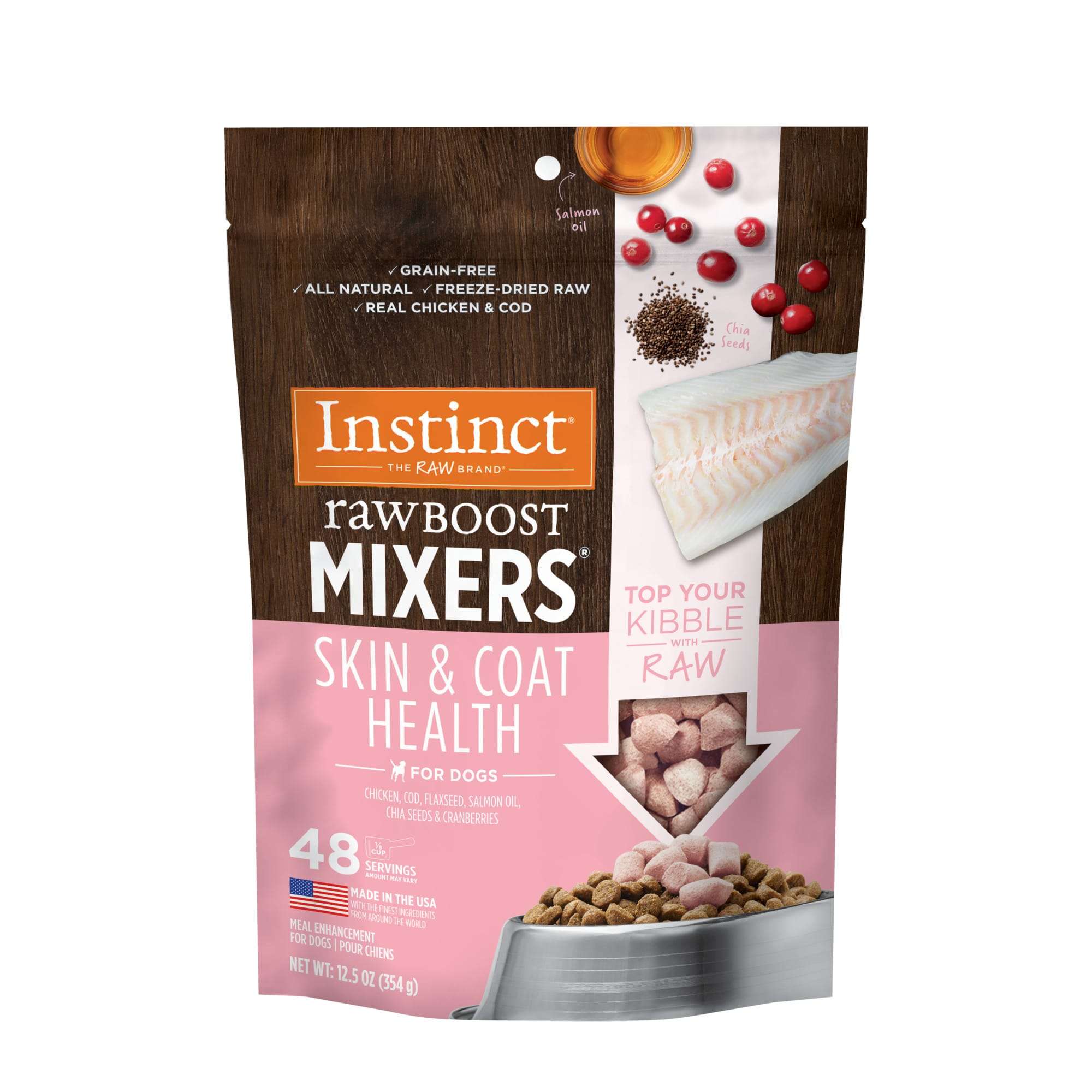 Instinct Freeze Dried Raw Boost Mixers Grain Free Skin & Coat Health All Natural Dog Food Topper, 12.5 oz.