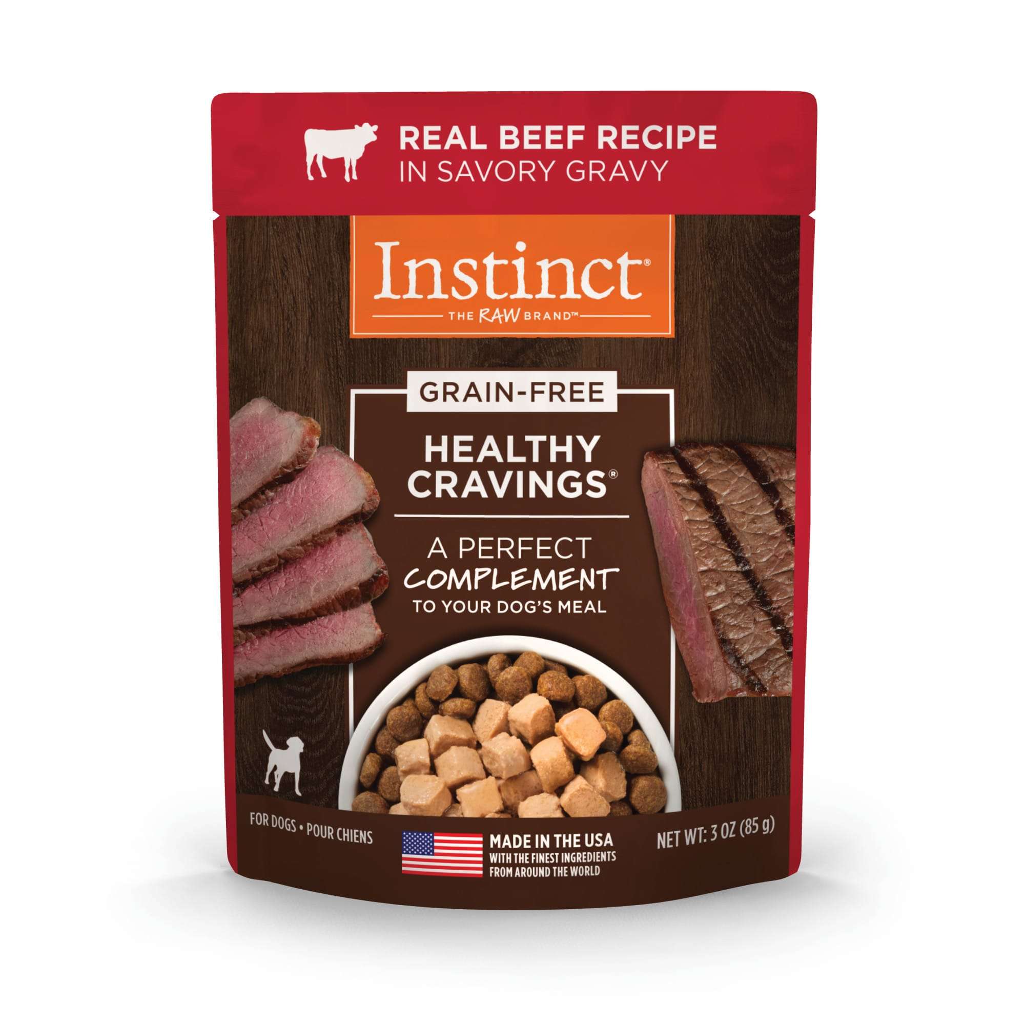 Instinct Healthy Cravings Grain Free Real Beef Recipe Natural Wet Dog Food Topper, 3 oz., Case of 24, 24 X 3 OZ