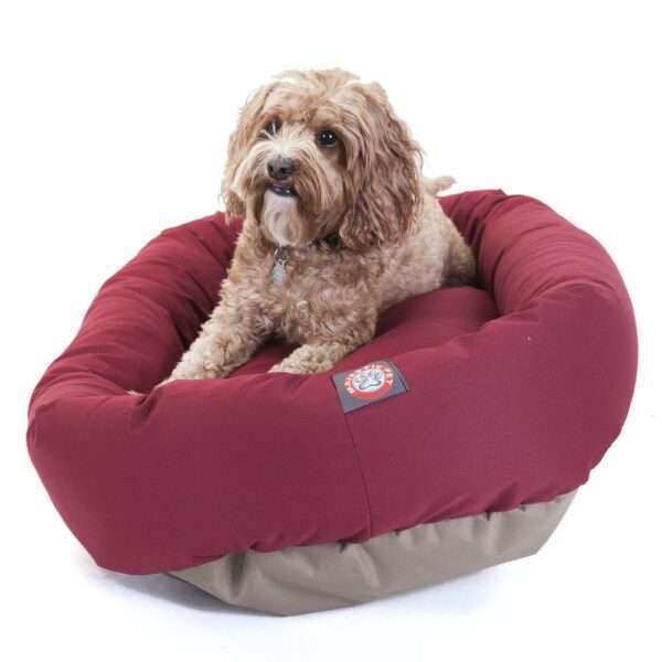 Majestic Pet Bagel Dog Bed in Burgundy, Size: 32"L x 23"W 7"H | PetSmart