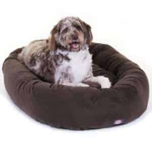 Majestic Pet Chocolate Suede Bagel Dog Bed, 52" L x 35" W, X-Large, Brown