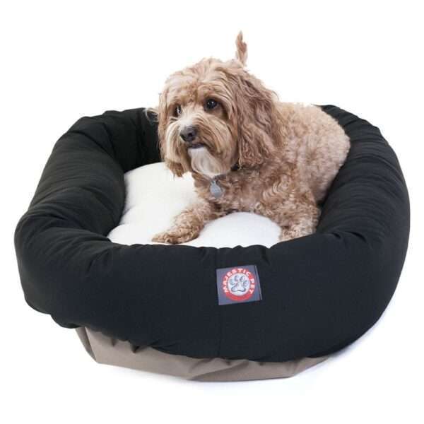 Majestic Pet Products Bagel Dog Bed in Black, Size: 32"L x 23"W 7"H | Polyester PetSmart