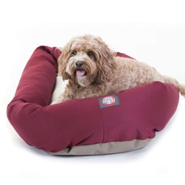 Majestic Pet Products Bagel Dog Bed in Burgundy, Size: 32"L x 23"W 7"H | Polyester PetSmart