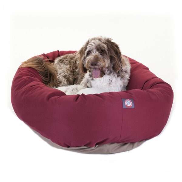 Majestic Pet Products Bagel Dog Bed in Burgundy, Size: 52"L x 35"W 11"H | Polyester PetSmart