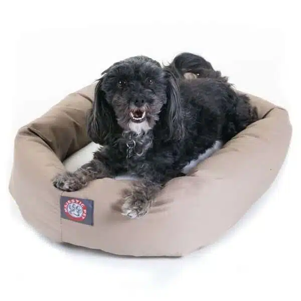 Majestic Pet Products Bagel Dog Bed in Khaki, Size: 24"L x 19"W 7"H | Polyester PetSmart