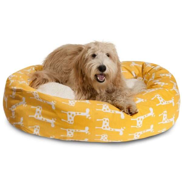 Majestic Pet Stretch Yellow Sherpa Bagel Dog Bed, 52" L x 35" W, X-Large