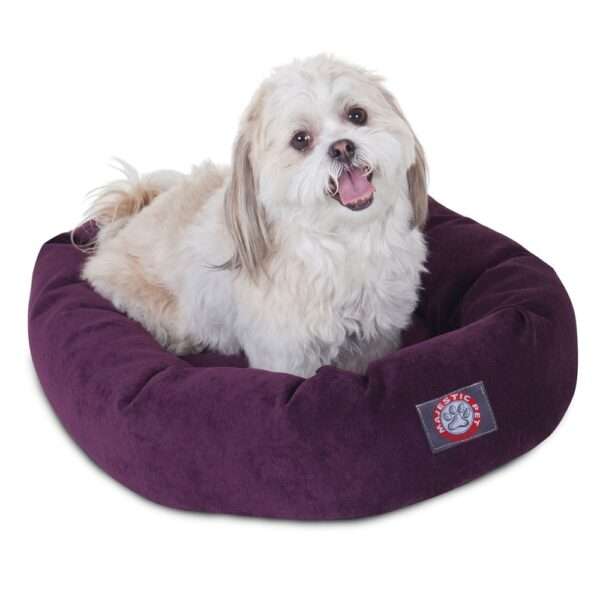 Majestic Pet Villa Micro-Velvet Bagel Dog Bed in Aubergine, Size: 24"L x 19"W 7"H | Polyester PetSmart