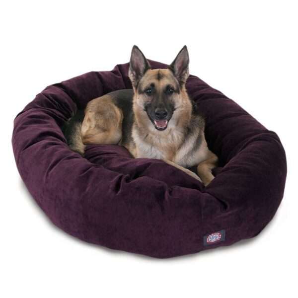 Majestic Pet Villa Micro-Velvet Bagel Dog Bed in Aubergine, Size: 52"L x 35"W 11"H | Polyester PetSmart