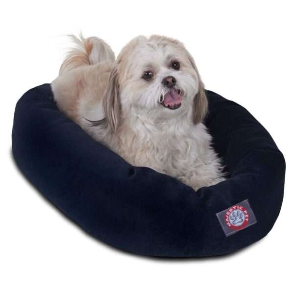 Majestic Pet Villa Micro-Velvet Bagel Dog Bed in Navy Blue, Size: 24"L x 19"W 7"H | Polyester PetSmart