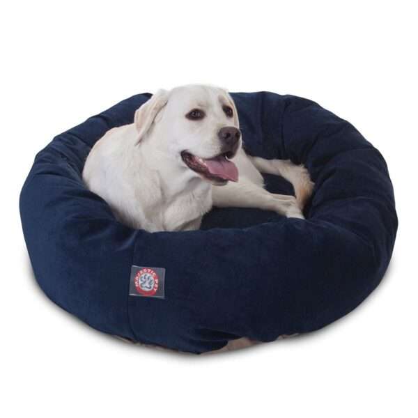 Majestic Pet Villa Micro-Velvet Bagel Dog Bed in Navy Blue, Size: 40"L x 29"W 9"H | Polyester PetSmart