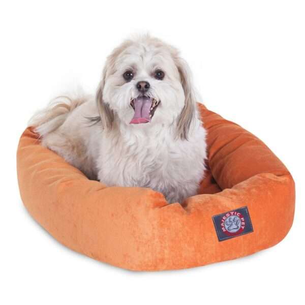 Majestic Pet Villa Micro-Velvet Bagel Dog Bed in Orange, Size: 24"L x 19"W 7"H | Polyester PetSmart