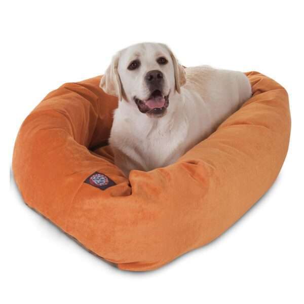 Majestic Pet Villa Micro-Velvet Bagel Dog Bed in Orange, Size: 40"L x 29"W 9"H | Polyester PetSmart